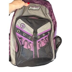 ProSport Backpack‎ Gray Purple Black Multi Pocket Sporty School Travel